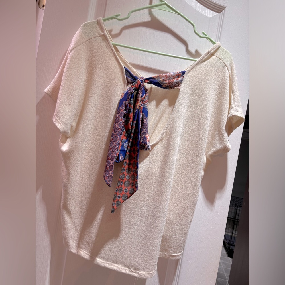 Boutique top with scarf tie back